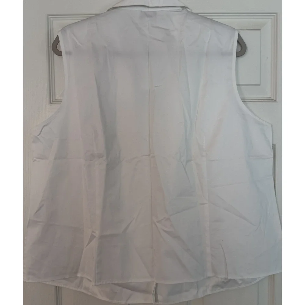 NWT Talbots Woman Career Blouse 22W White 100% Cotton ButtonUp Sleeveless Office
